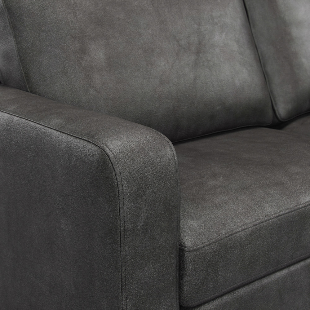 York 3 Seater Black Faux Leather Reversible L Shaped Corner Sofa Image 5