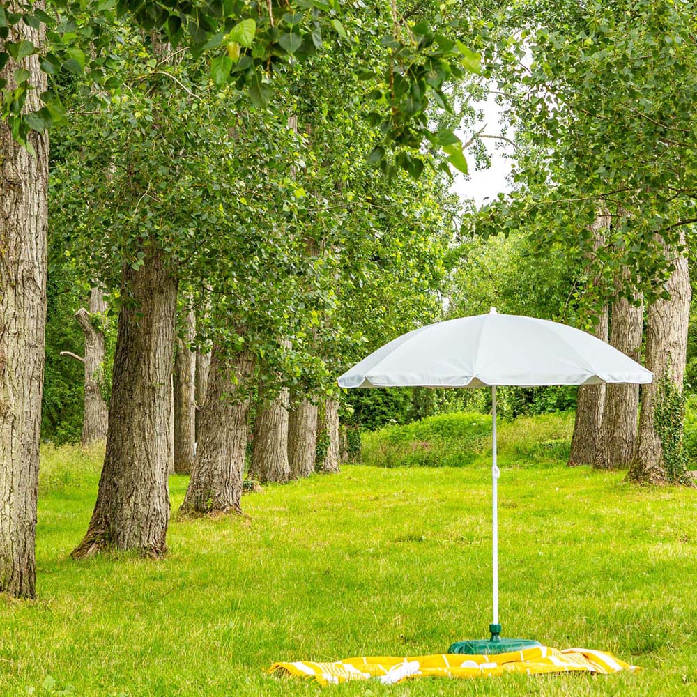 Harbour Housewares Grey and Green Metal Beach Parasol with Fillable Base 1.74 x 1.93m Image 2