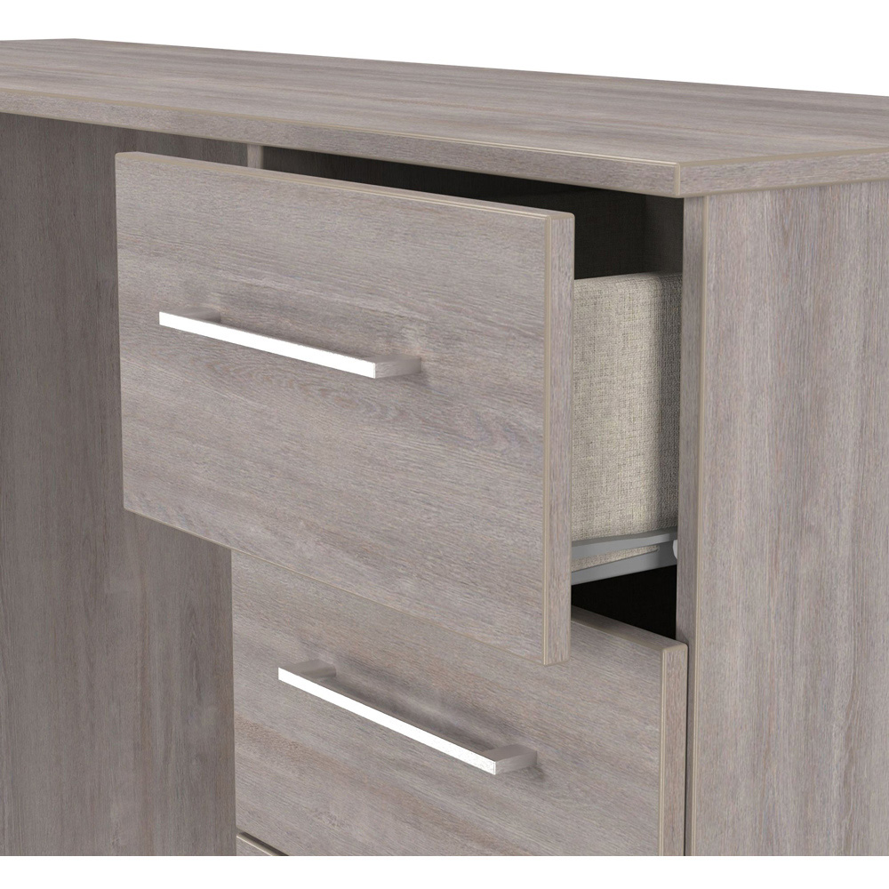 Crowndale Worcester 6 Drawer Grey Oak Kneehole Desk Ready Assembled Image 5