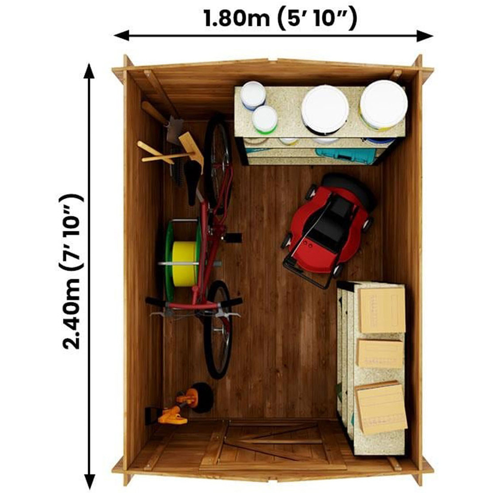 Dunster House Taarmo 6 x 8ft Brown Heavy-Duty Apex Garden Log Shed Image 8