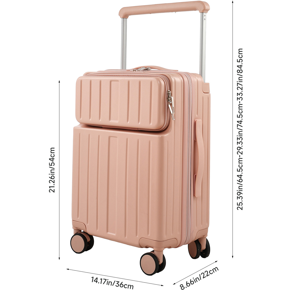 H&O Direct Pink ABS Suitcase with Front Opening and Spinner Wheels 20 inch Image 6