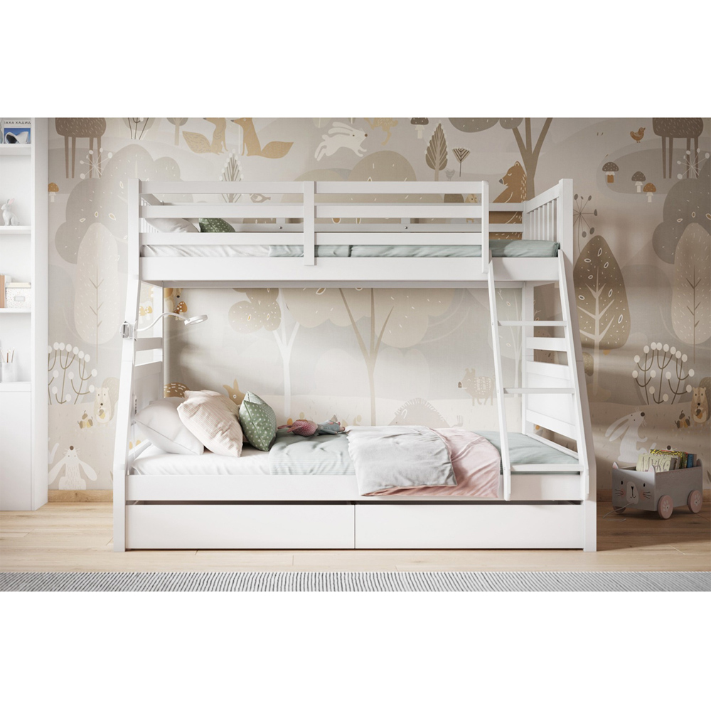 Flair Ollie Triple Sleeper White 2 Drawer Wooden Bunk Bed Image 4