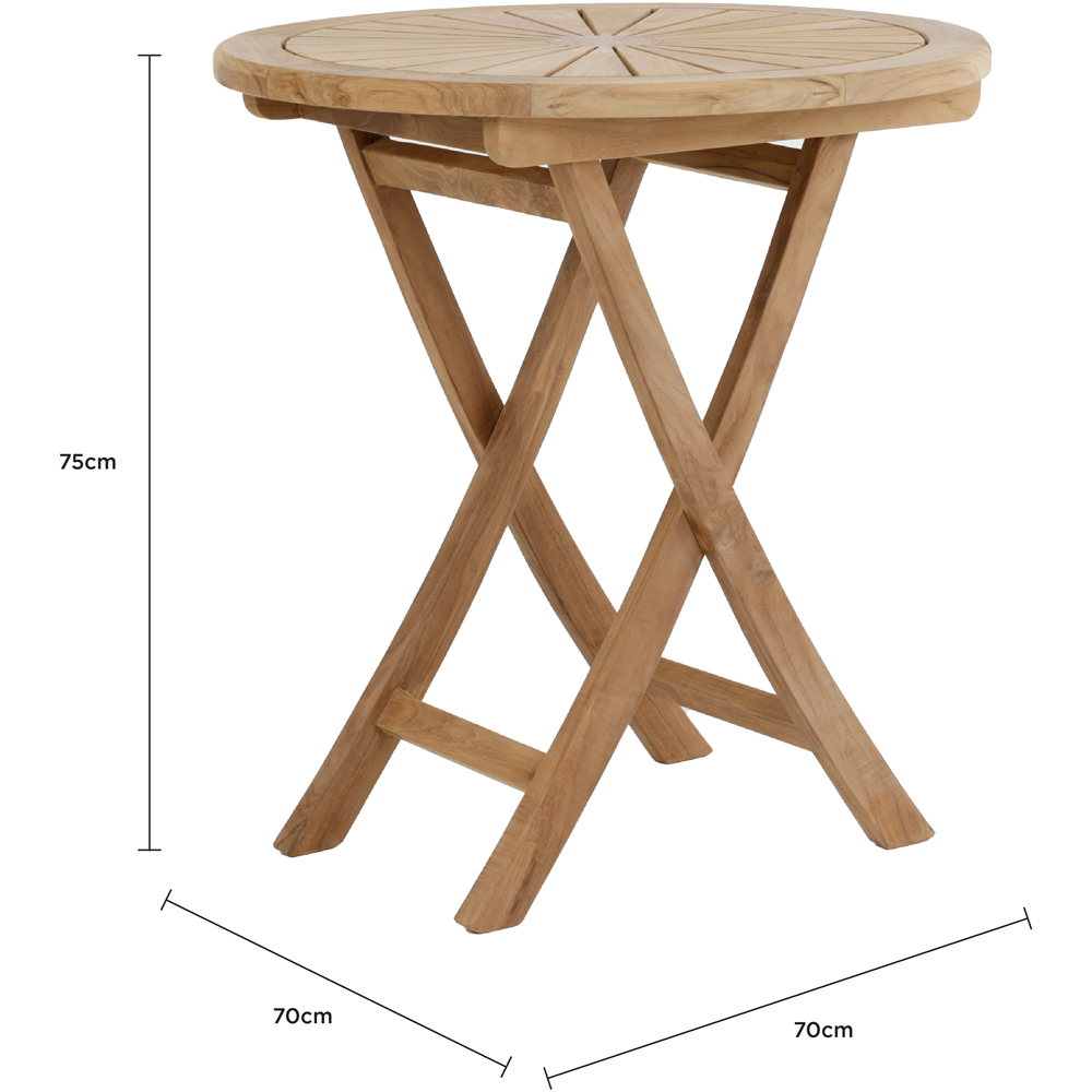 Charles Bentley Teak Wood Foldable Round Slatted Sundial Top Garden Bistro Table Image 9