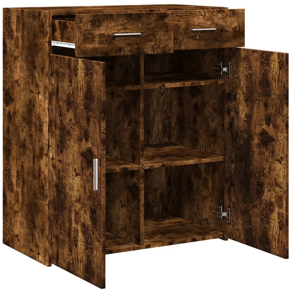 vidaXL 2 Door 2 Drawer Smoked Oak Sideboard Image 7