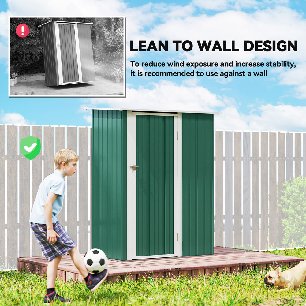 Outsunny 4.6 x 3ft Green Metal Pent Garden Shed Image 7