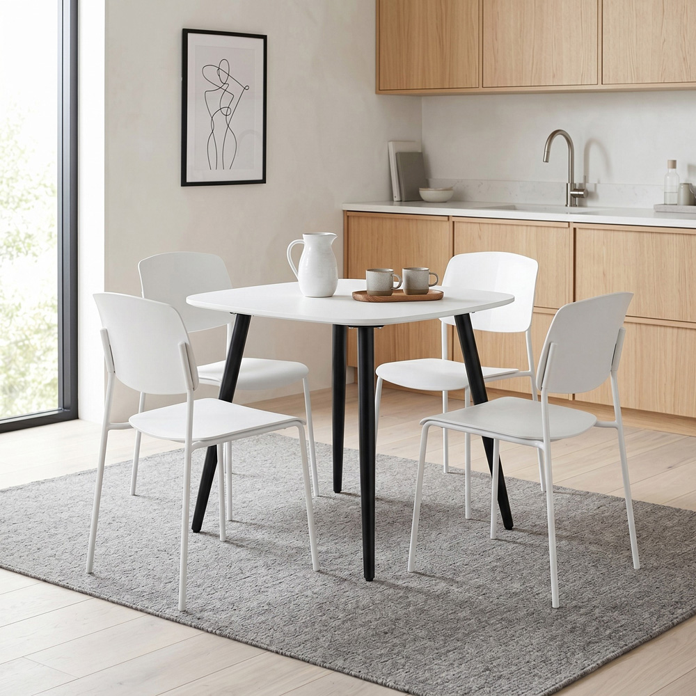 Core Products Aspen Academy 4 Seater Plastic Square Dining Set White Image 5