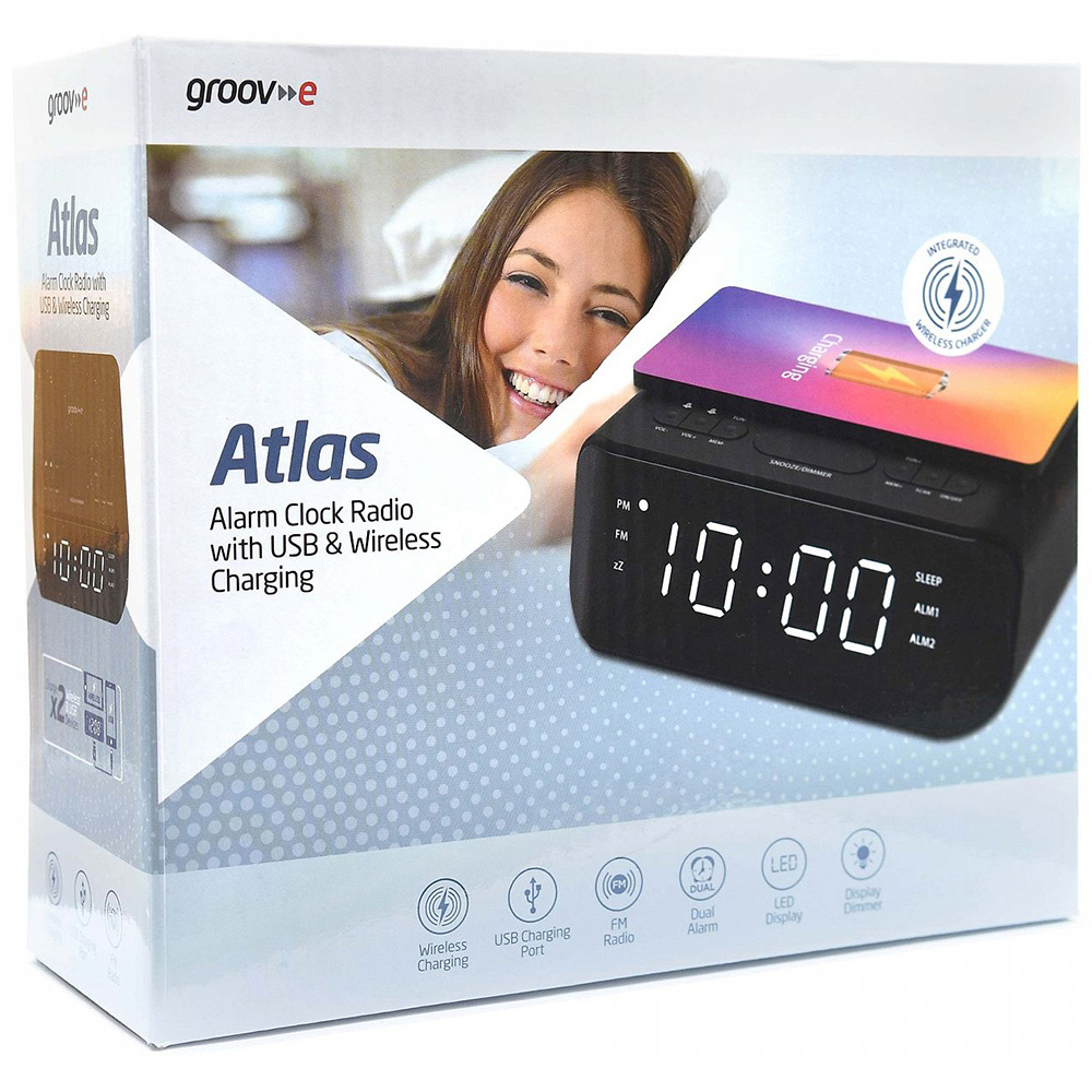 Groov-e Atlas Alarm Clock Radio with USB and Wireless Charging Image 6