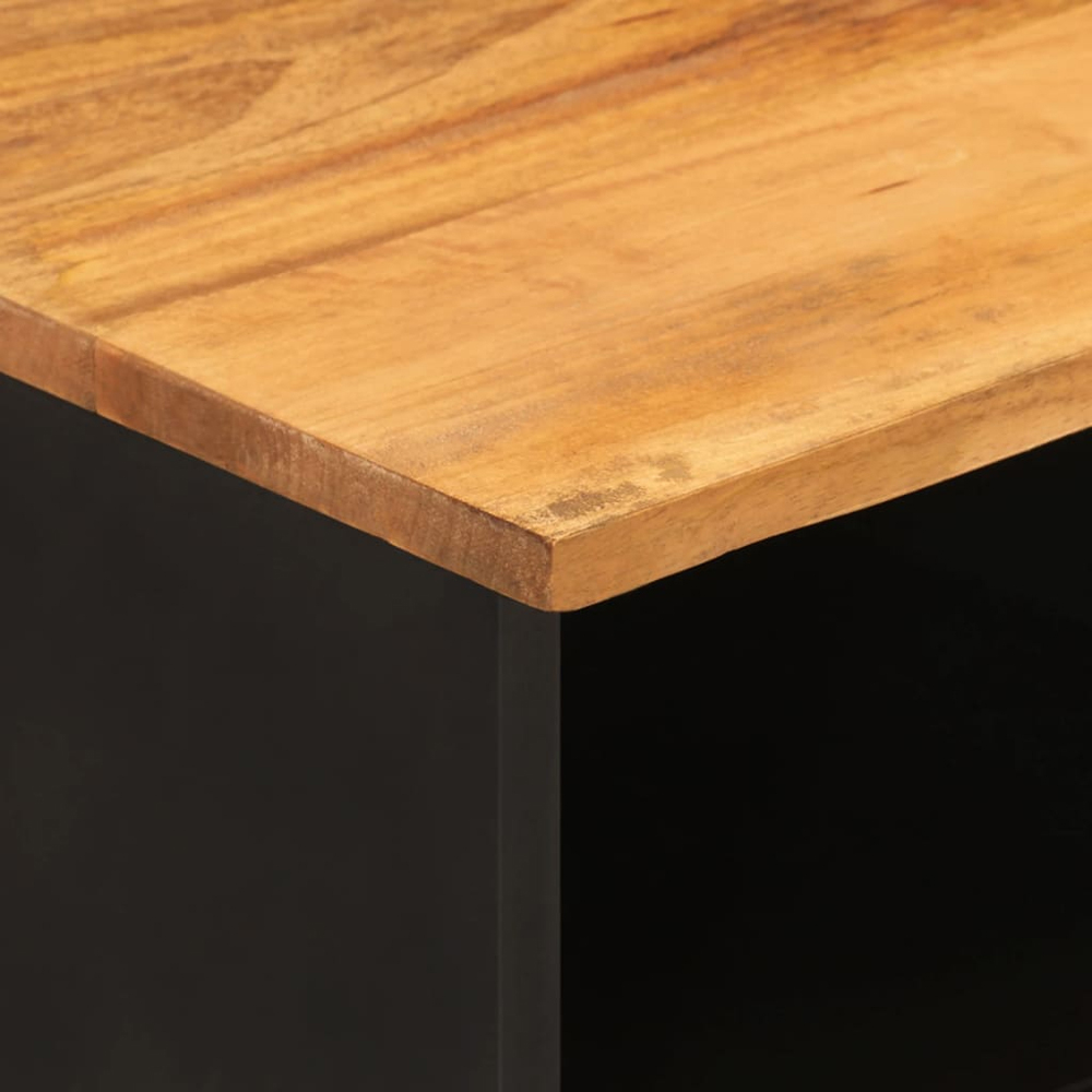 vidaXL 2 Drawer 5 Shelf Brown and Black Solid Wood Mango TV Cabinet Image 8