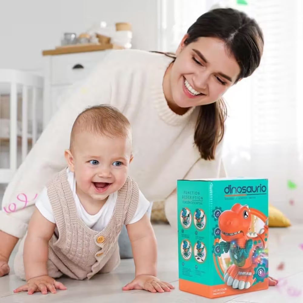 Alivio Orange Crawling Walking Musical LED Dinosaur Toy Image 4