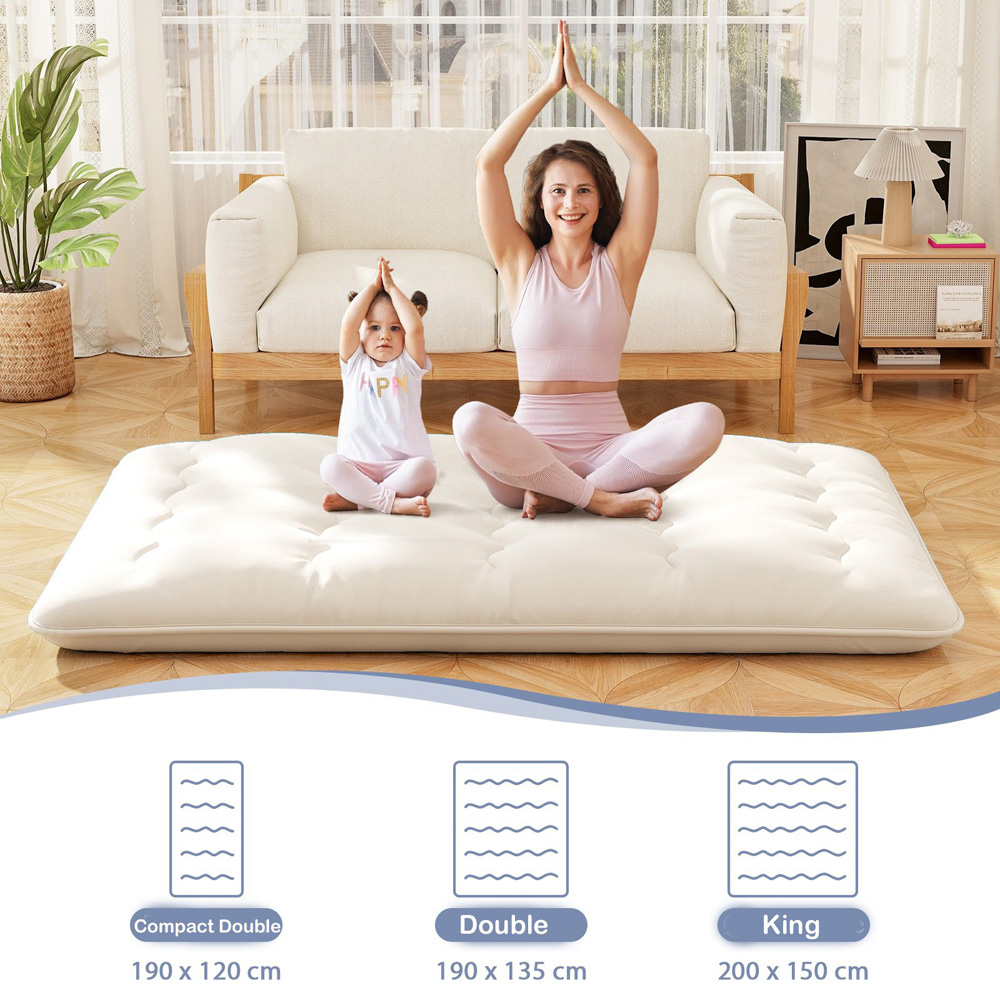 Costway King Size Beige Japanese Futon Floor Mattress with Bag Image 8