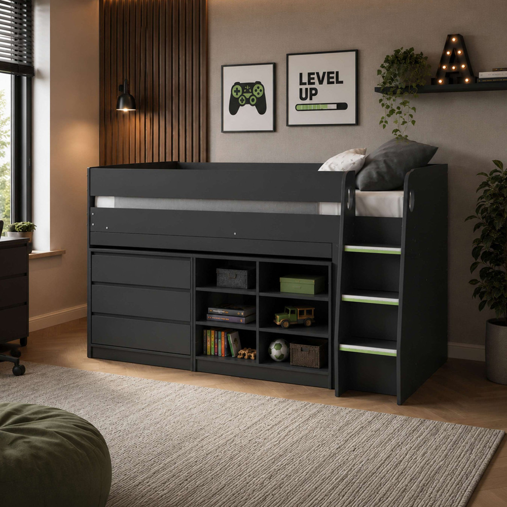 Julian Bowen Vespa Anthracite Mid Sleeper Bed with Desk Image 7