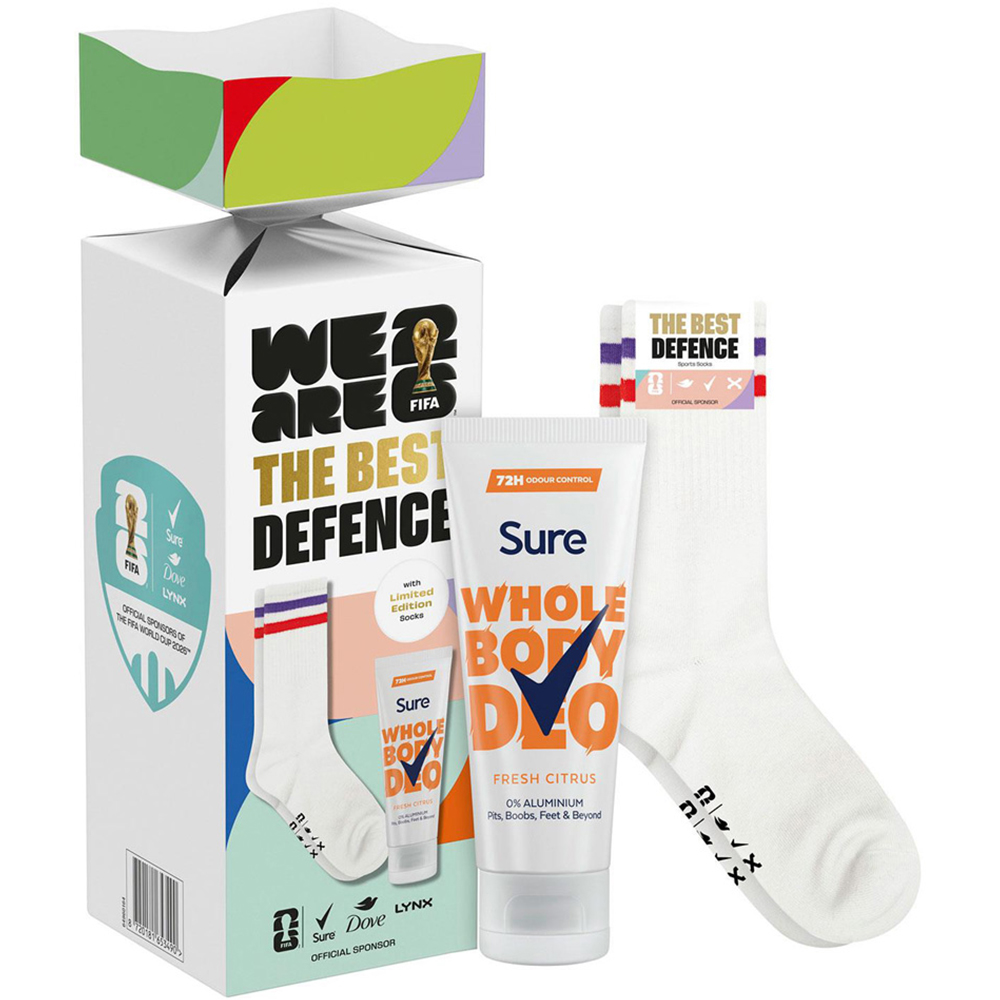 Sure FIFA The Best Defence Fresh Citrus Scent Whole Body Deodorant and Socks Gift Set 4 Pack Image 2