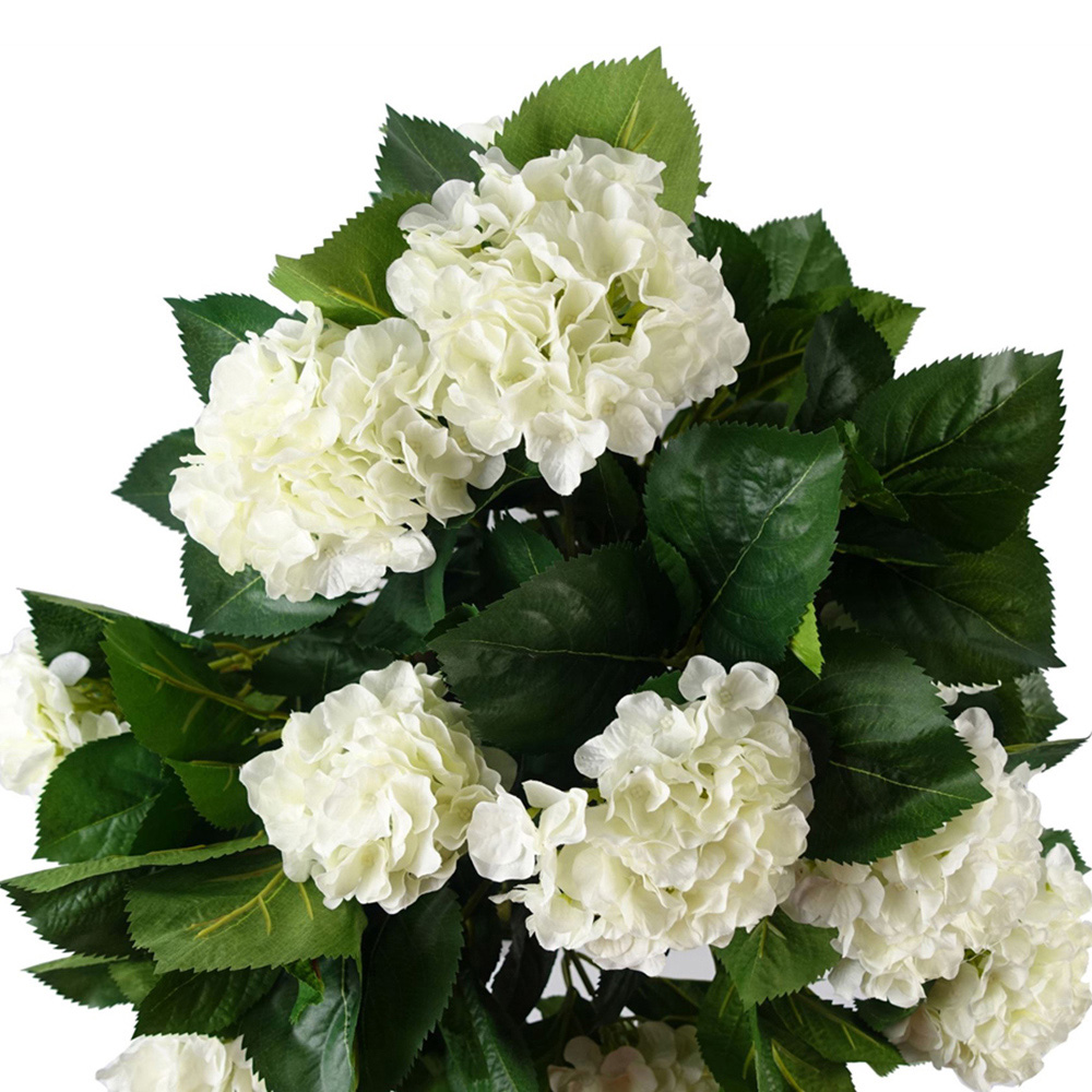 Botanik White Hydrangea Bush Artificial Plant in Pot 2.5ft Image 3