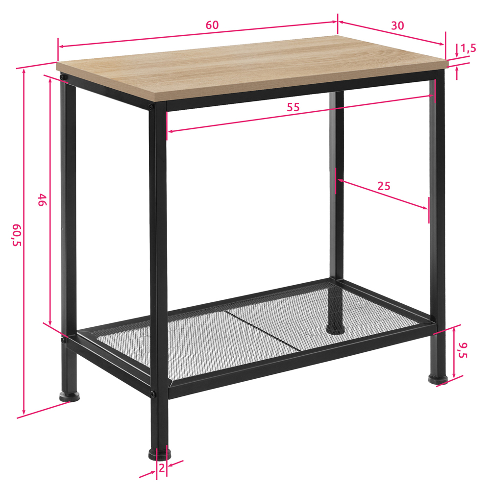 tectake Filton Oak Single Bedside Table Image 9