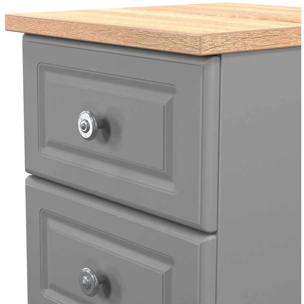 Crowndale Norfolk 2 Drawer Dusk Grey and Bardolino Oak Compact Bedside Cabinet Ready Assembled Image 5
