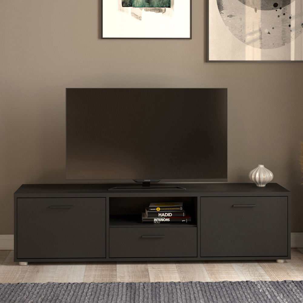 Furniture To Go Media 2 Door Single Drawer Black TV Unit Image 1