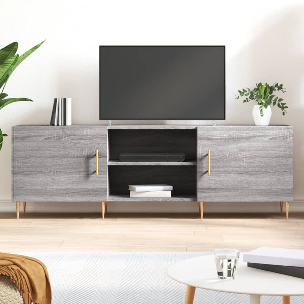 vidaXL 2 Door 2 Shelf Grey Sonoma TV Cabinet Image 1