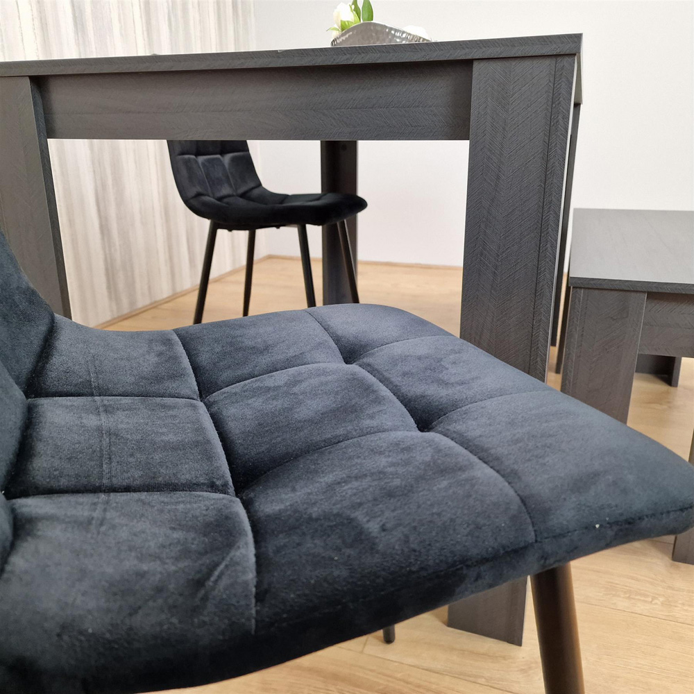 Kosy Koala 4 Seater Velvet Arrow Design Dining Bench Set Black and Dark Grey Image 5
