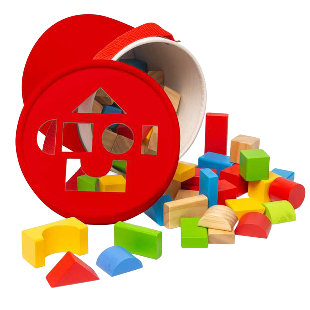 Bigjigs Toys Kids 80 Piece First Building Bricks Set with Shape Sorter Lid Image 5