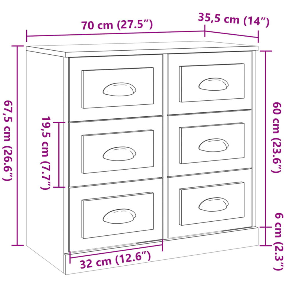 vidaXL 6 Drawer Sonoma Oak Sideboard Image 9