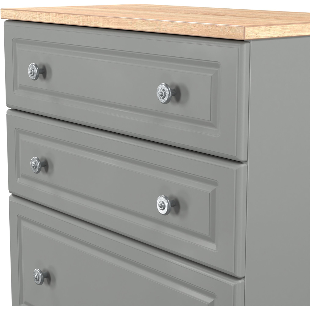 Crowndale Norfolk 4 Drawer Dusk Grey and Bardolino Oak Deep Chest of Drawers Ready Assembled Image 6