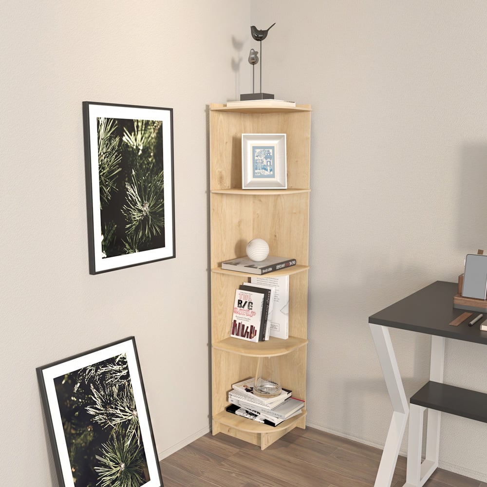 Decorotika Liva 5 Tier MDF Corner Bookcase Image 8