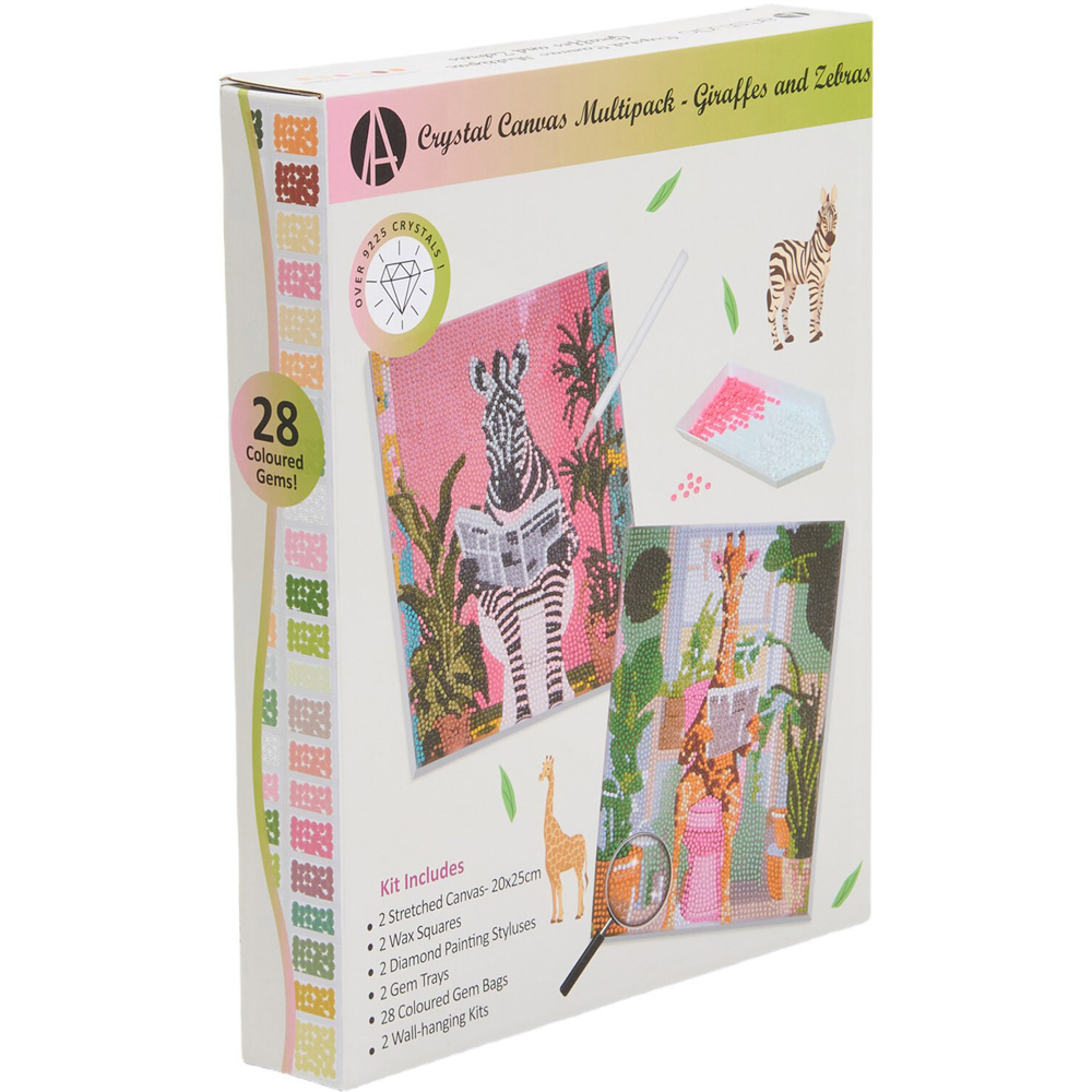 Pack of 2 Crystal Canvas Giraffes and Zebras Image 1