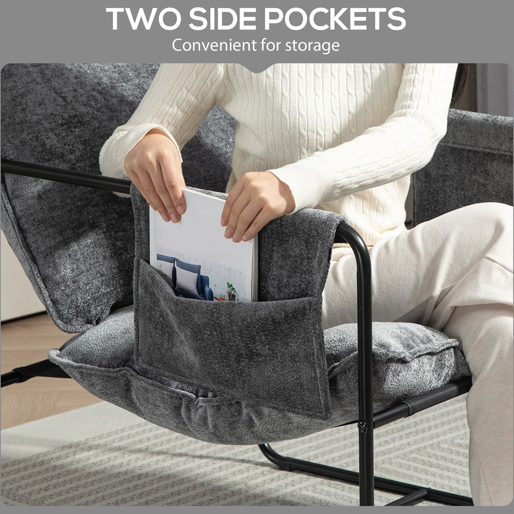 Portland Grey Upholstered Reading Chair with Side Pockets Image 5