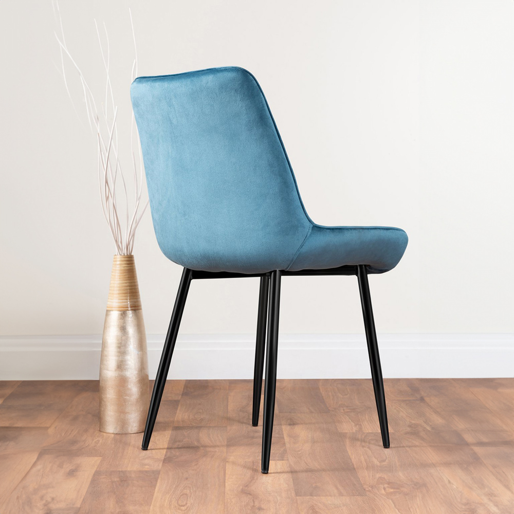 Furniturebox Arona Cesano Marble Effect 4 Seater Dining Set White Black and Blue Image 4