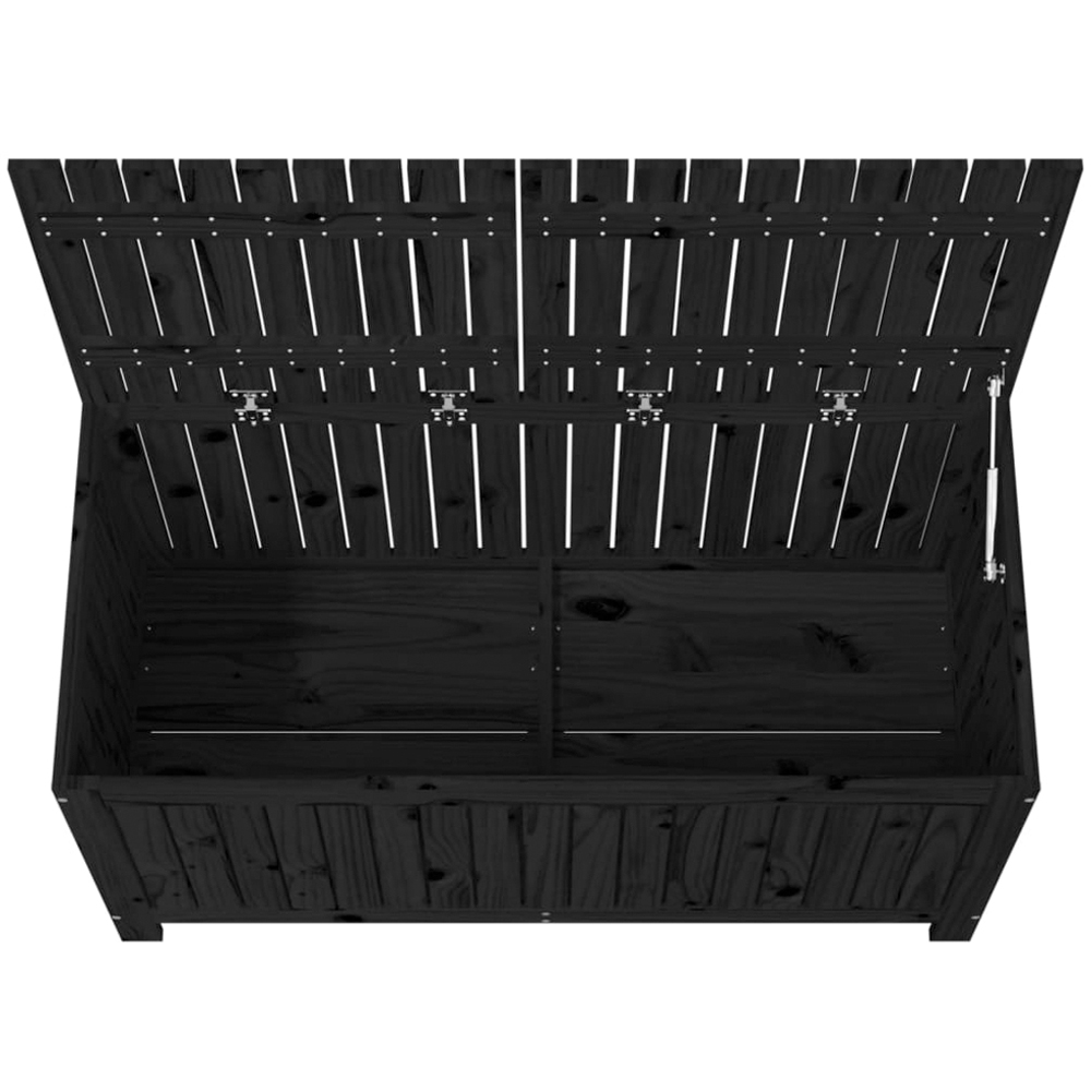 vidaXL 64 x 121 x 55cm Black Pine Wood Garden Storage Box Image 7