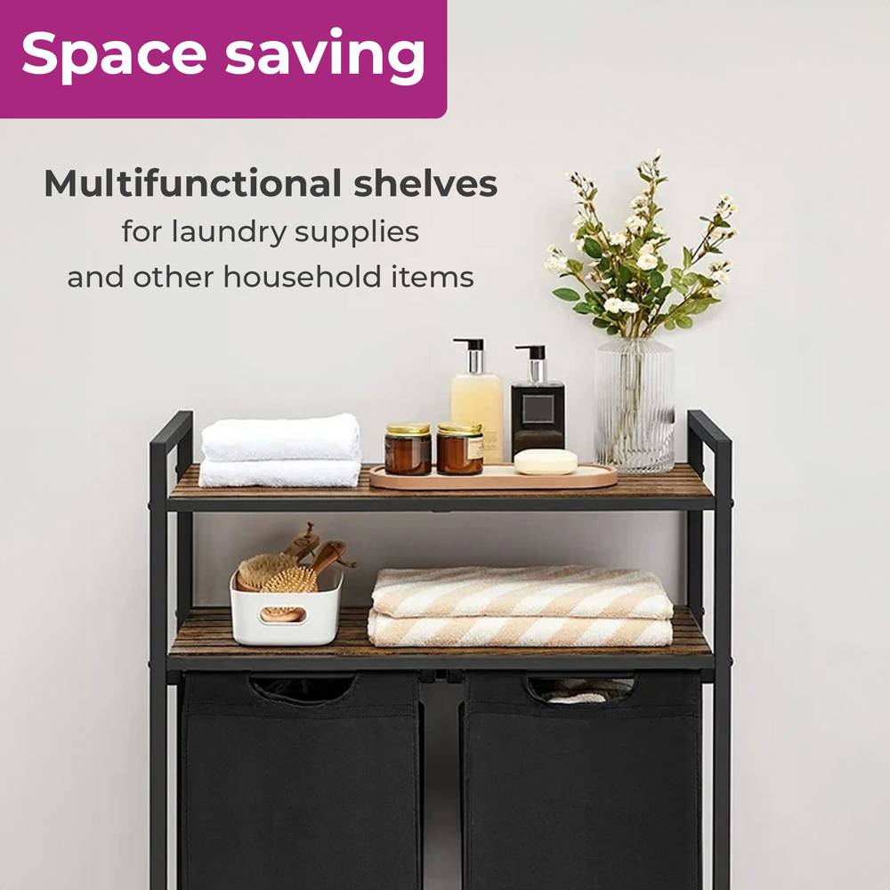 Neo Single 2 Shelf Black Double Laundry Hamper Image 7