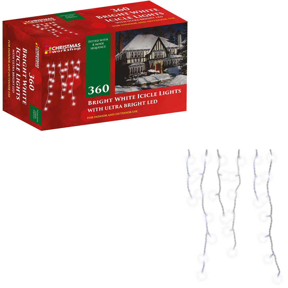 The Christmas Workshop 360 White LED Icicle String Light Image 3