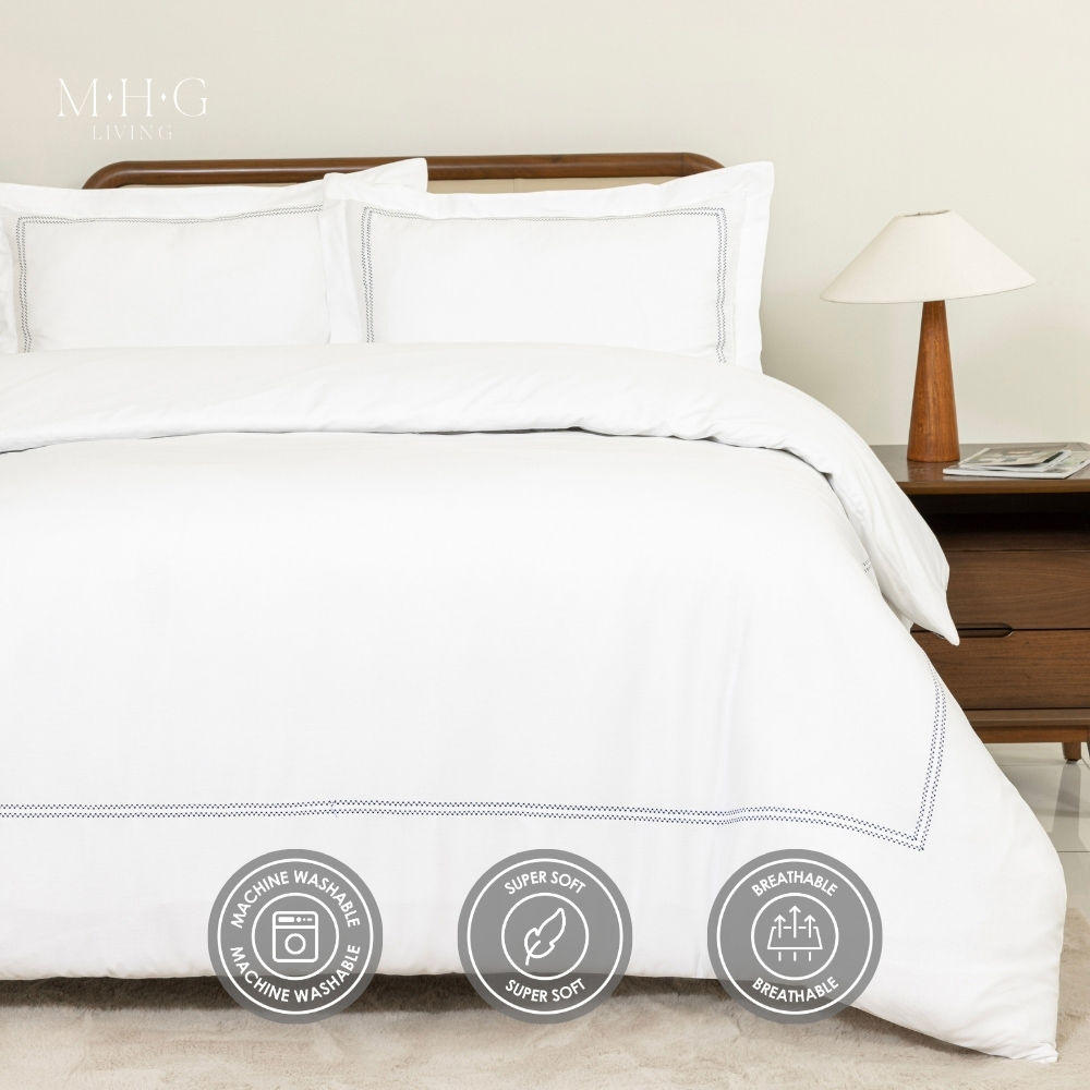 MHG Living Super King Size Mayfair Grey 200 Thread Count Duvet Cover Set Image 9