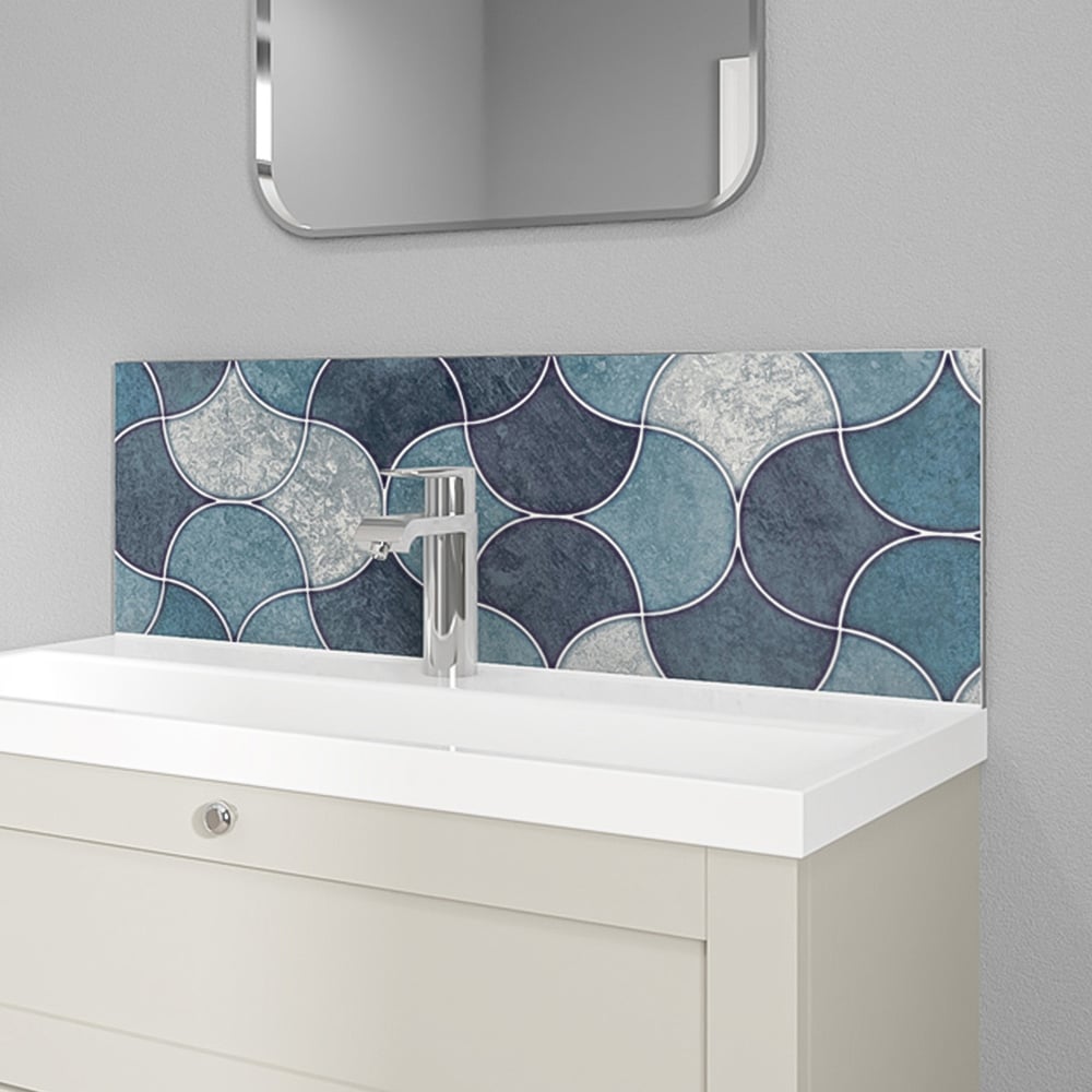 Wetwall Alloy Blue Scallop Splashback 800 x 250mm Image 1