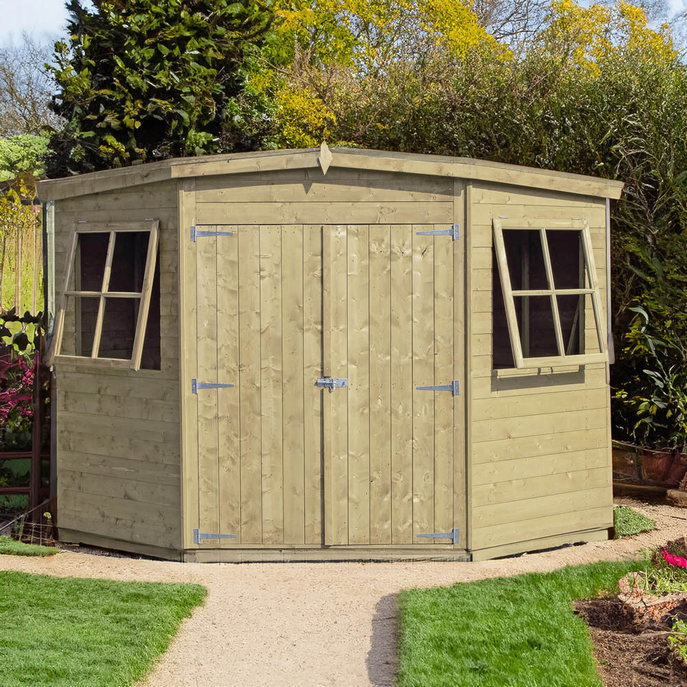 Shire 8 x 8ft Double Door Pressure Treated Corner Shed Image 2
