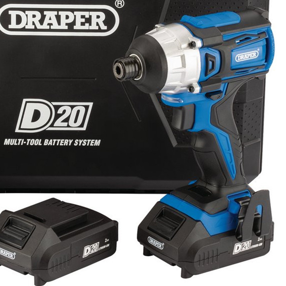 Draper D20 20V Brushless Impact Driver with Batteries and Charger Image 2