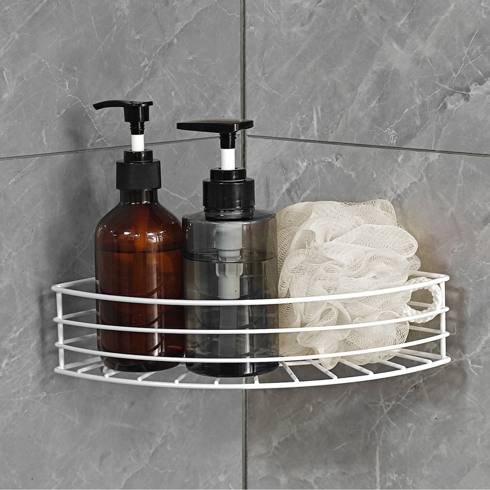 Torino Bathroom Corner Basket White Image 3