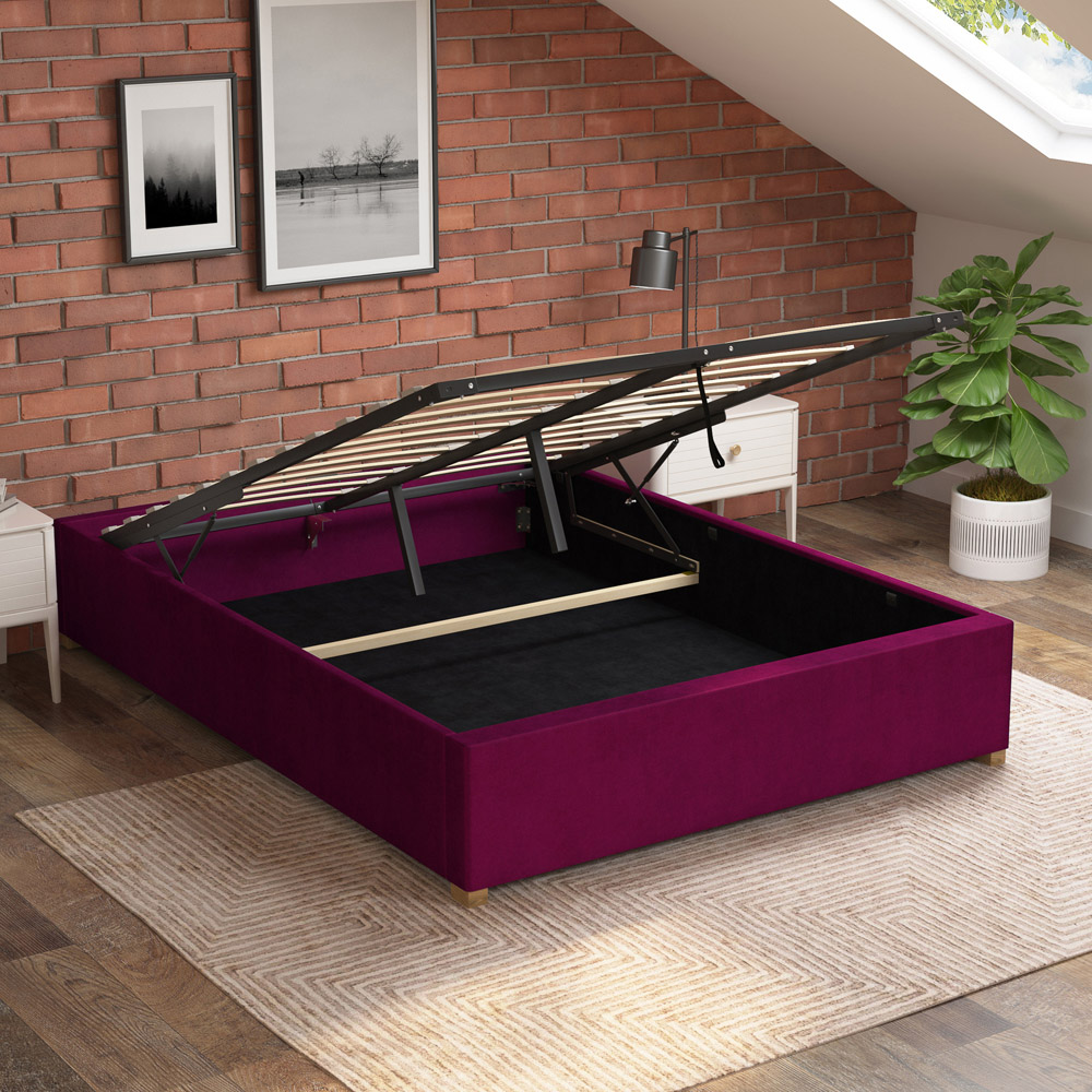 Aspire Furniture Small Double Berry Plush Platform Ottoman Bed Image 2