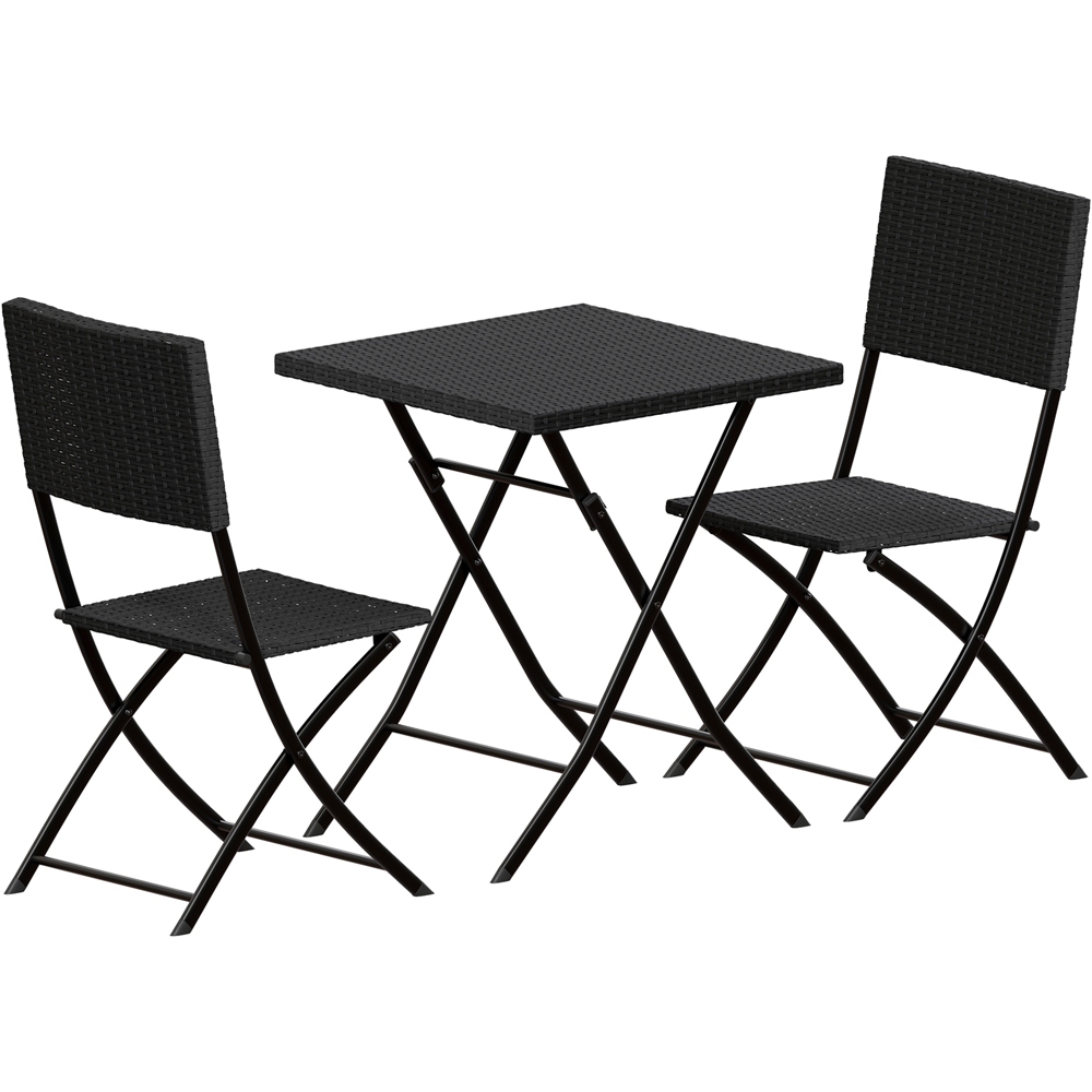 GARDEN VIDA Capri Rattan Effect 2 Seater Bistro Set Black Image 2