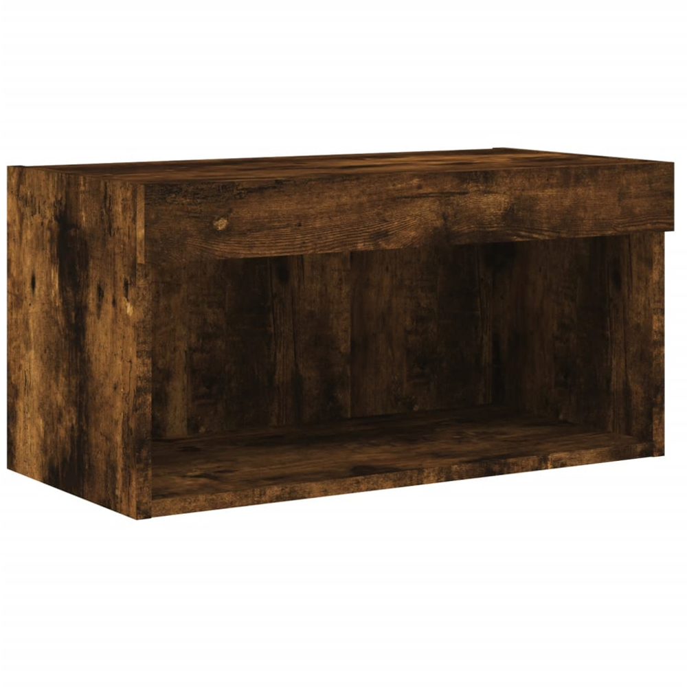 vidaXL Single Shelf Smoked Oak Wall Mounted LED TV Cabinet Image 7