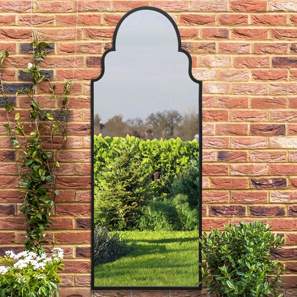 MirrorOutlet The Arcus Black Framed Arched Leaner and Wall Garden Mirror 180 x 70cm Image 2