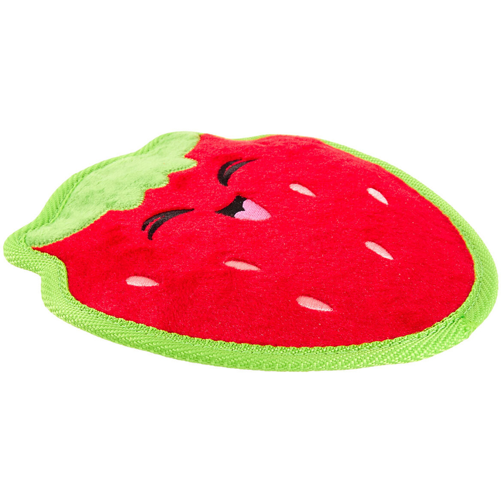 Tough Fruit Strawberry Dog Toy Red Image 4