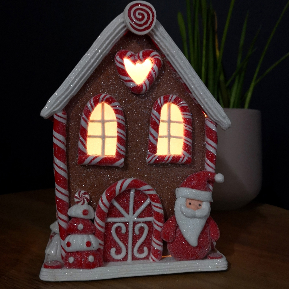 Samuel Alexander Gingerbread Santa Candy Cabin LED Christmas Decoration Image 4