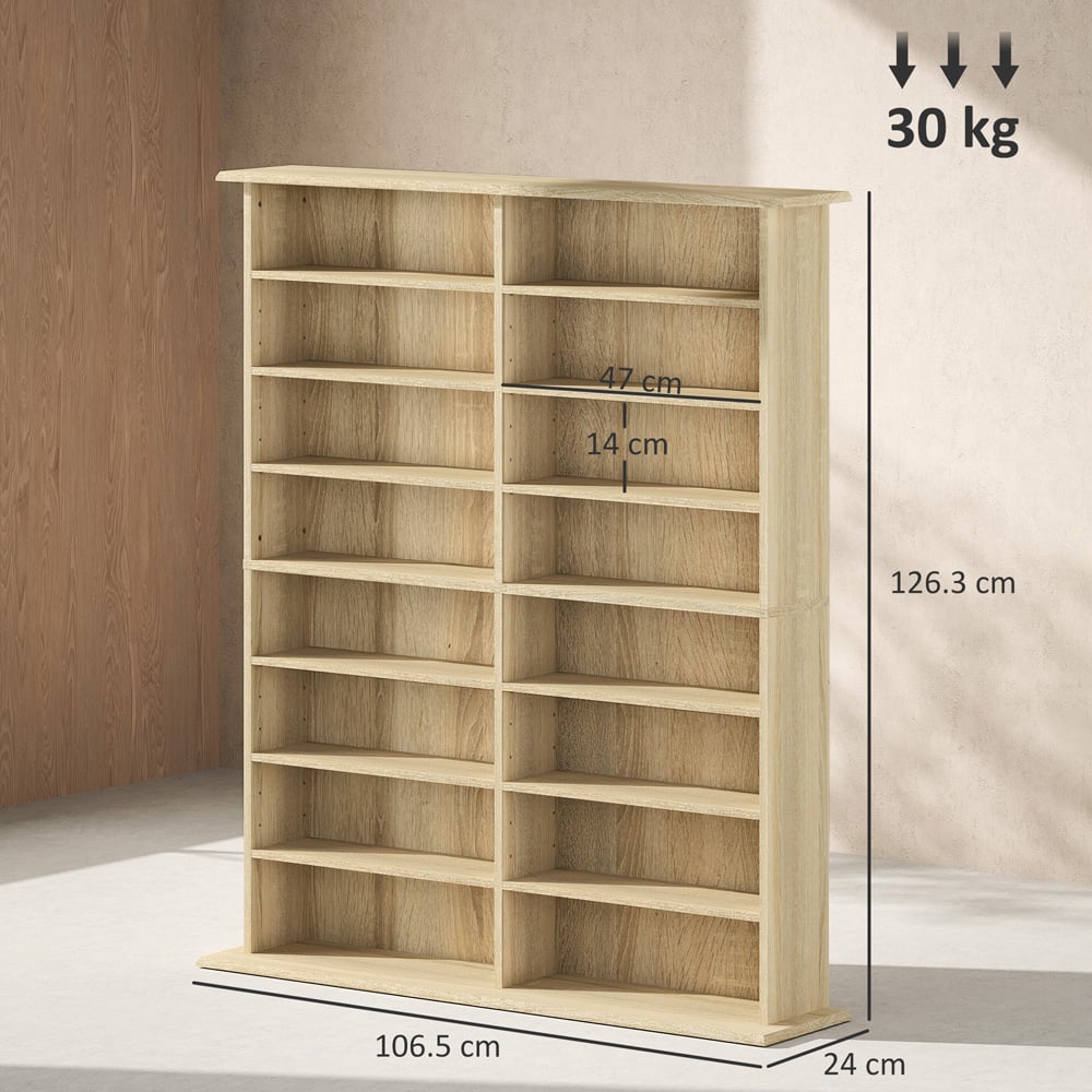 HOMCOM 16 Shelf Natural DVD and CD Media Storage Unit Image 9