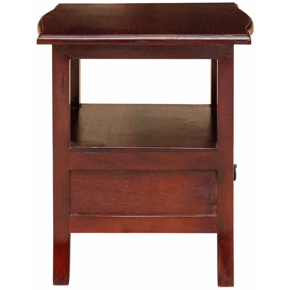 vidaXL Single Drawer Single Shelf Brown Solid Mahogany Wood Bedside Table Image 6