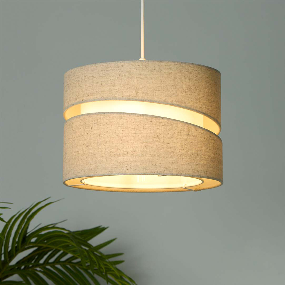 Lighting Collection Underwood 2 Tier Cream Linen Cut-Out Ceiling Lamp Shade 30cm Image 2