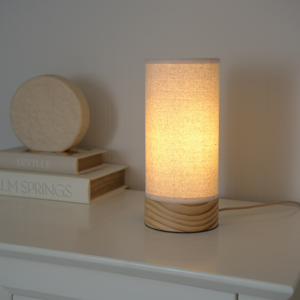 ValueLights Set of 2 Elsa Natural Bamboo Shade LED Wooden Table Lamp Image 2
