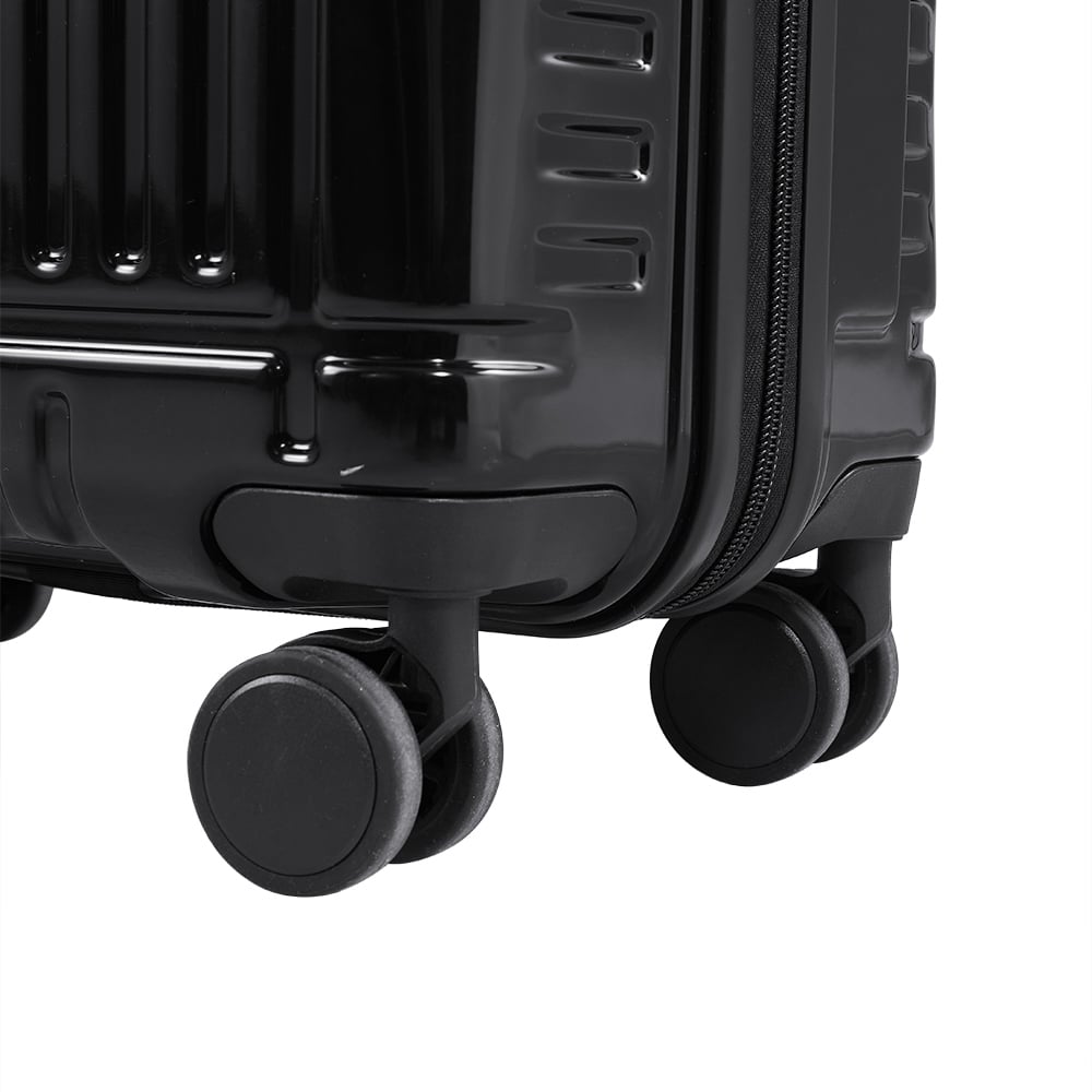 H&O Direct Black Vertical Stripe Hardside Carry-On Suitcase with Spinner Wheels Image 5