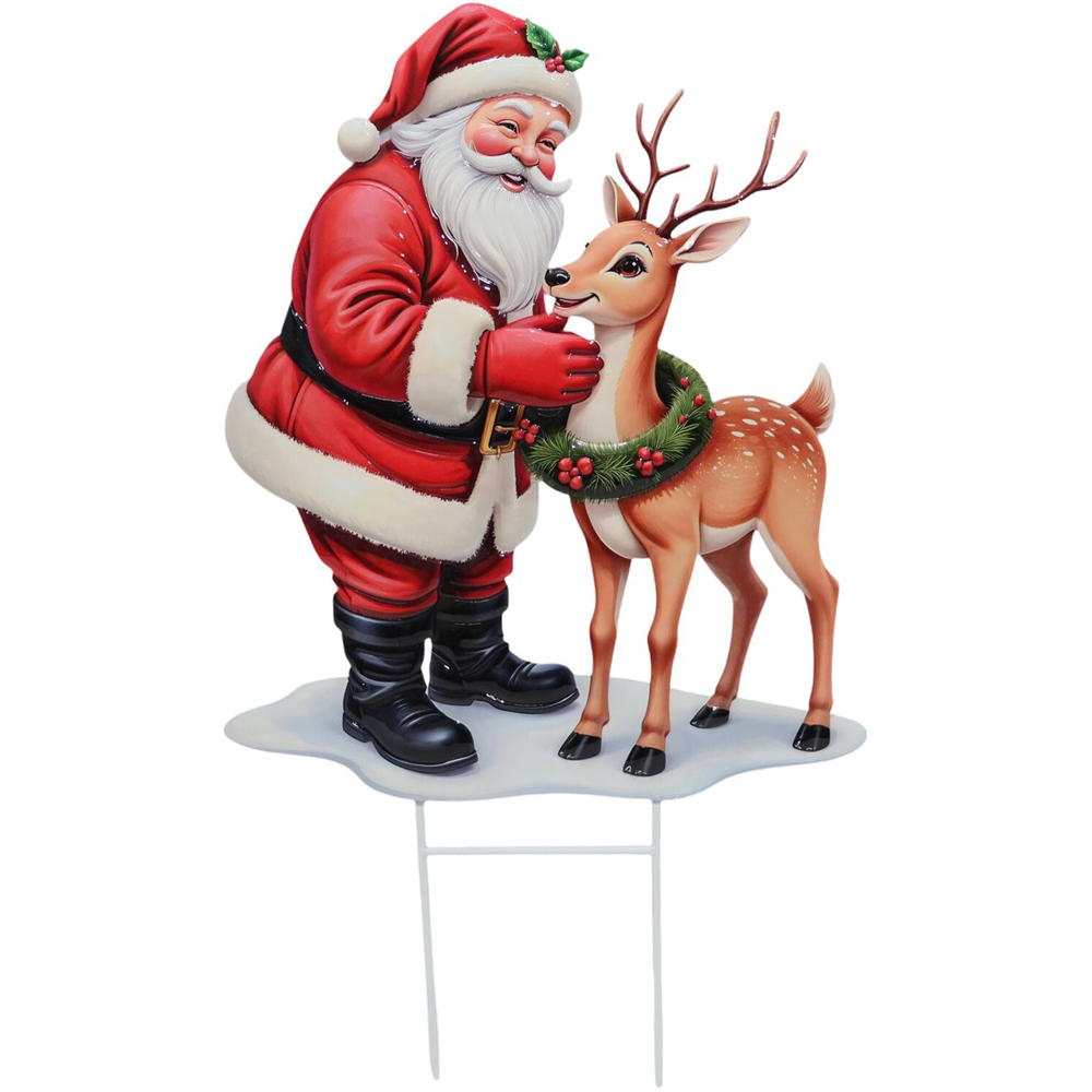 Santa and Reindeer Stake Image 1