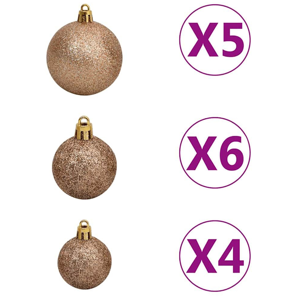 vidaXL Pre-Lit Rose Gold Baubles Green Artificial Christmas Tree 5ft Image 9